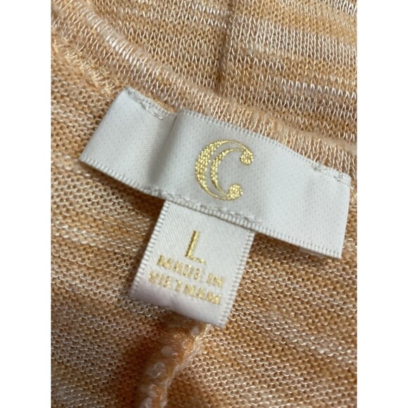 Charming Charlies Peach Top Large Lace Tie Long Sleeve Blouse Shirt L Flowy - Picture 8 of 9